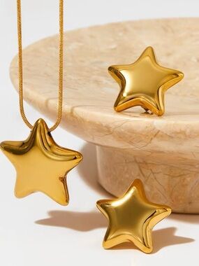 MATCHING SET✨ Gold Star Necklace and Earring
